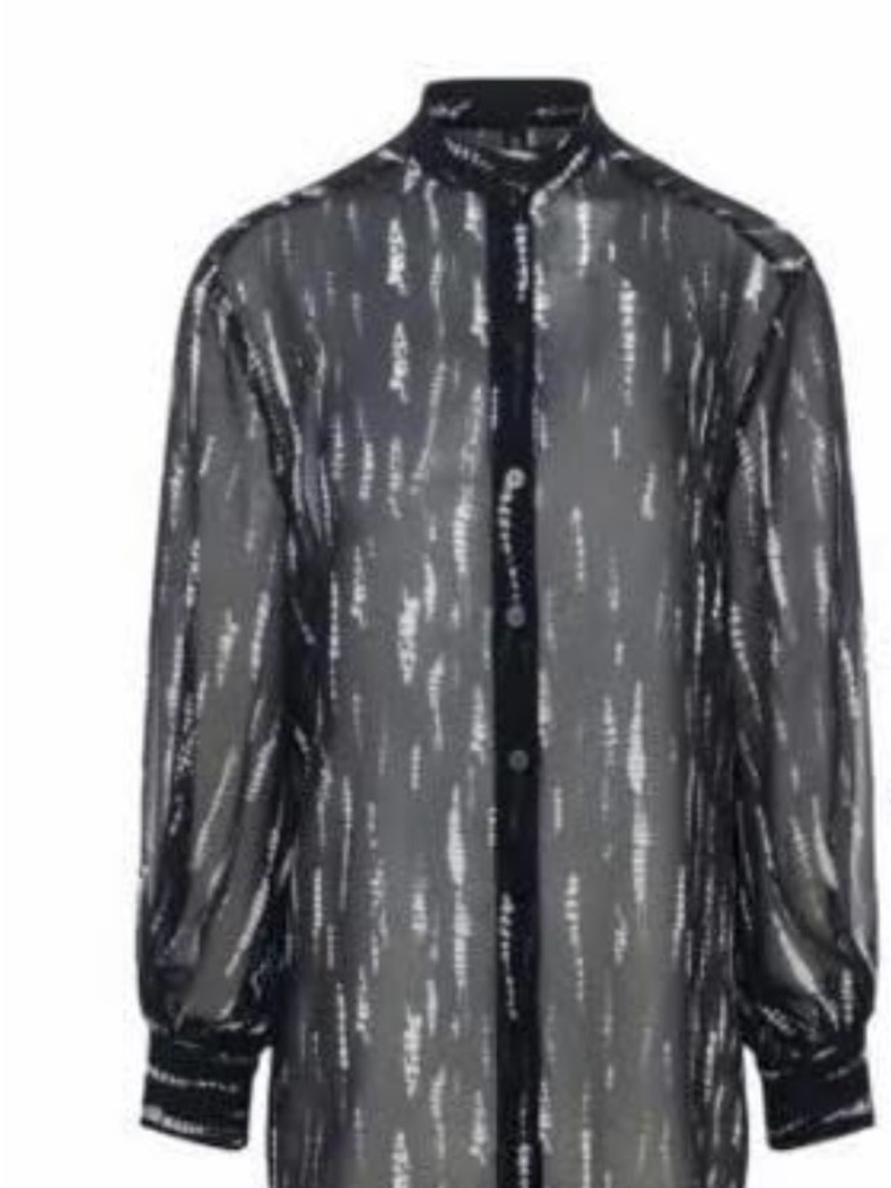 Mango Sheer Black Longline Shirt Jacket